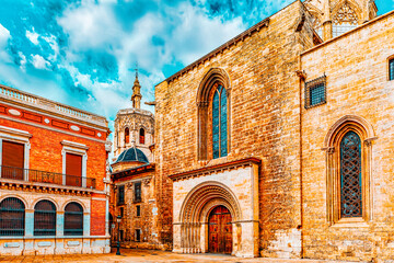 Wall Mural - Valencia  cathedral temple in old town.Spain.