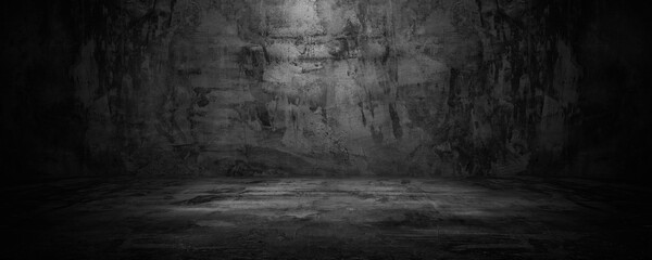 Wall Mural - Dark concrete room with light background.