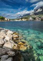 Wall Mural - beautiful seaside landscape of croatia coastline. transparent sea and bright sky.