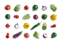 Variety Of Fresh Vegetables Isolated From The White Background