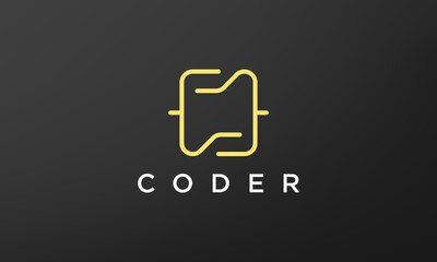 programming code technology logo in a simple and modern style