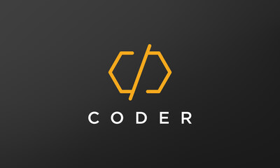 programming code technology logo in a simple and modern style