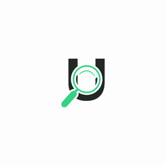 magnifying glass letter U logo