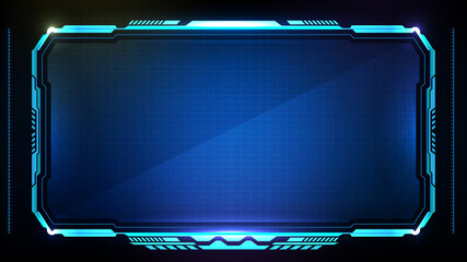 abstract futuristic background of blue glowing technology sci fi frame hud ui