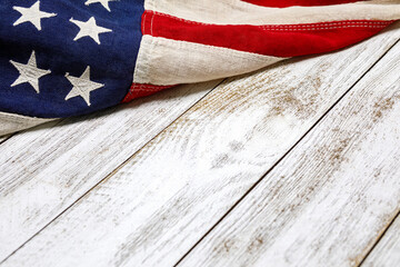 Canvas Print - American Flag on Weathered Wood