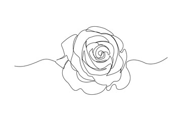 continuous line drawing of rose flower. one line art concept of beautiful floral for love greeting. 