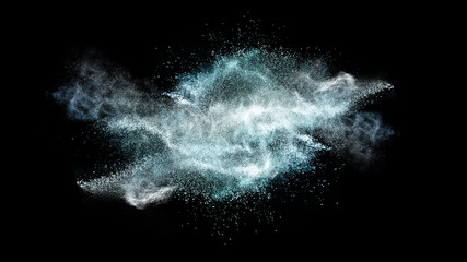 Wall Mural - deep blue powder explosion with black space