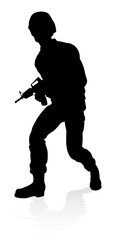 Wall Mural - High quality detailed silhouette of a military army soldier