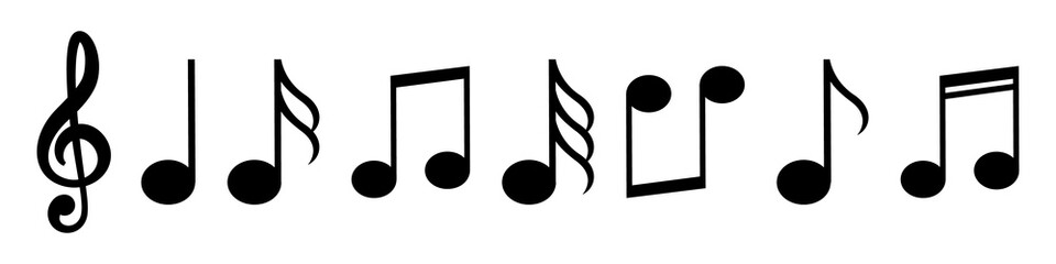 Wall Mural - music notes vector icons, isolated. vector illustration
