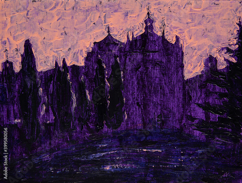 Photo Art painting of the Convento de San Esteban in Salamanca city, Spain