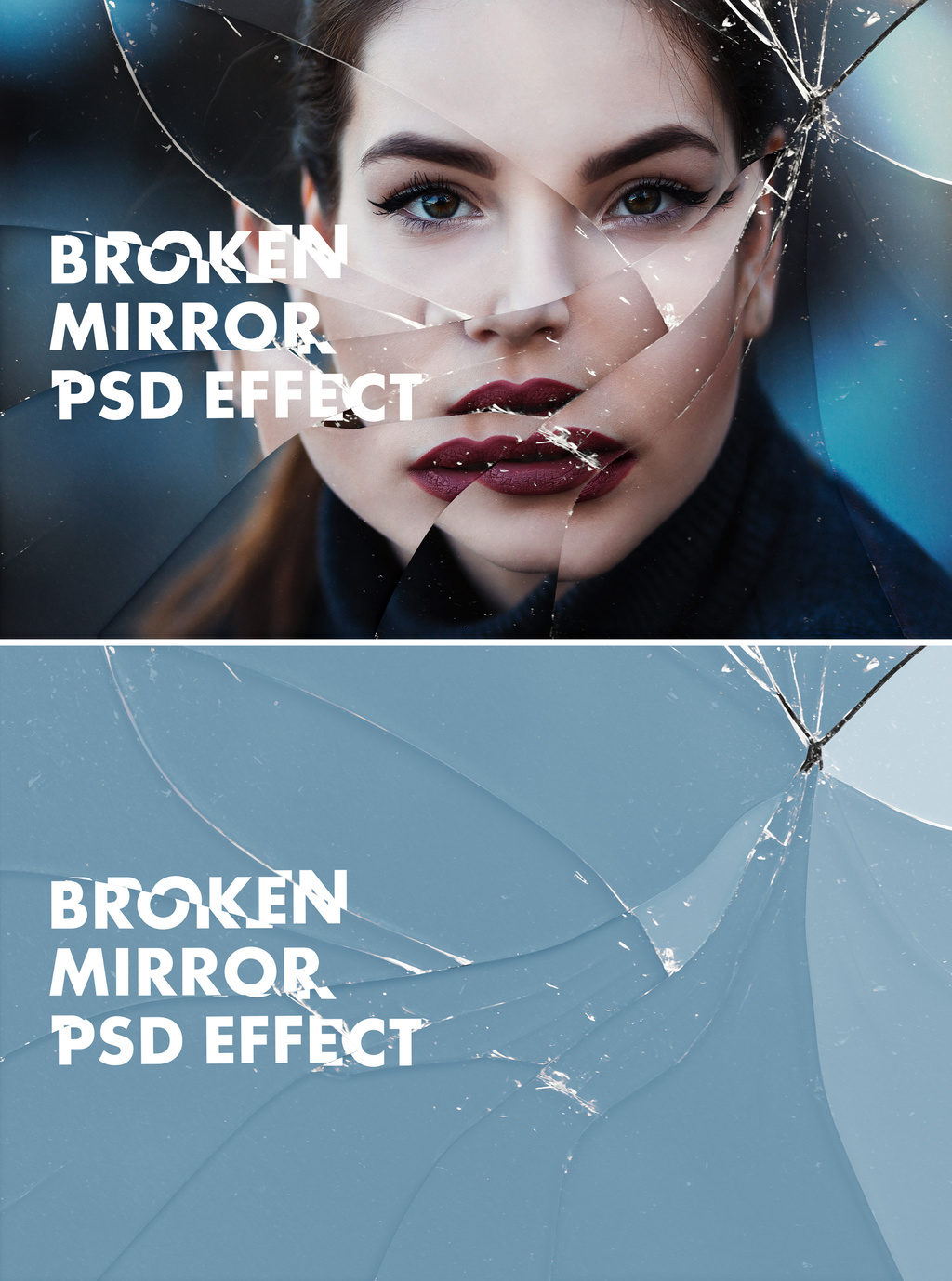 Broken Mirror Photo Effect Mockup Stock Template | Adobe Stock, image size:1024x1378
