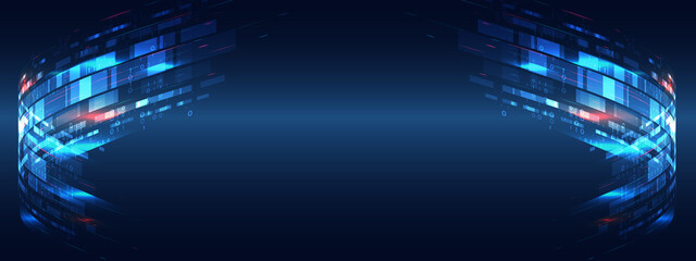 Fototapete - Hi-tech business presentation. Big data concept. Cybersecurity for business and internet project. Abstract futuristic background.