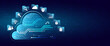 © arthead - Hi-tech cloud connection technology background. Cloud computing concept. Futuristic business network concept.