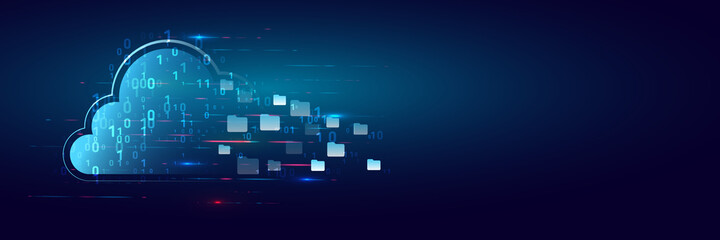 Poster - Futuristic business network concept. Hi-tech cloud connection technology background. Cloud computing concept.