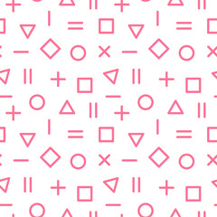 Vector seamless pattern with geometric shapes and symbols. Creative trendy background, fashion style 80 - 90s