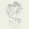 Vector hand drawn minimalistic illustration of triton with shell. Creative artwork. Template for card, poster, banner, print for t-shirt, pin, badge, patch.