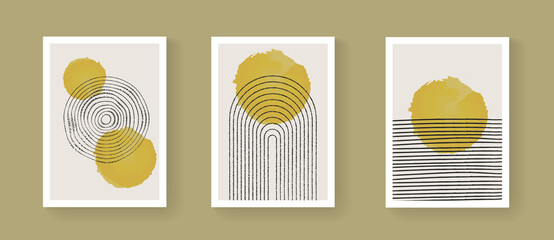 Poster - Collection of geometric covers. Abstract Bauhaus pattern. Retro shapes composition.