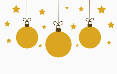 Wall Mural - gold color christmas baubles ornaments on white background.