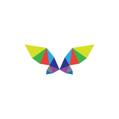 Wall Mural - Butterfly silhouette with low poly logo design vector