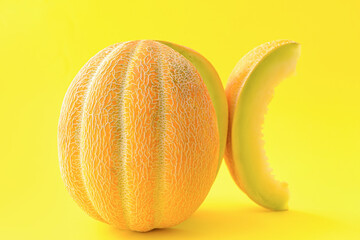 Sweet ripe melon on color background