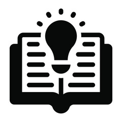 Canvas Print - 
Creative knowledge solid icon, bulb over a book
