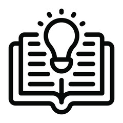 Sticker - 
Creative knowledge solid icon, bulb over a book
