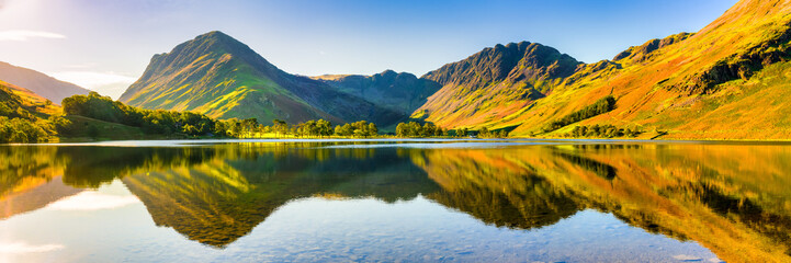 Wall Mural - Beautiful morning panorama 
 of Buttermere lake in the Lake District. England