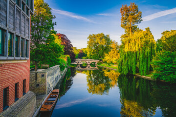 Wall Mural - Beautiful view of Cambridge and the river Cam at sunrise. England