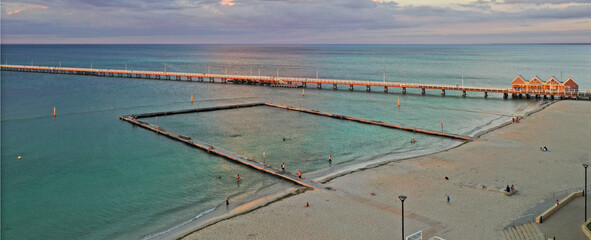 Wall Mural - Panoramic aerial landscape view of Busselton jetty Western Austr