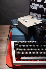 Poster - writer or screenwriter concept from vintage retro typewriter