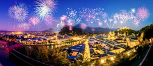 Fireworks Display In Salzburg. Salzburger Land, Austria