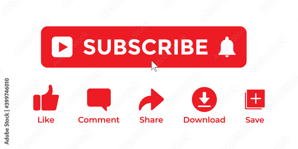 Icon Set for Channel. Subscribe Collection Vector in Flat Style ...