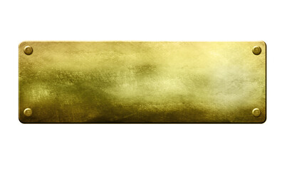 Wall Mural - Gold metal plate with rivets on white background.  Old texture with space for your text 3D illustration 