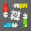 © volonoff - Puzzle four piece business presentation. Square infograph. Circle 4 Step process diagram card. Section compare service banner. Vector illustration template color shape . 3d Abstract Background