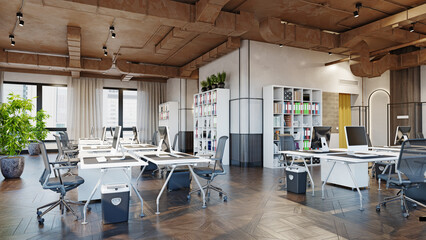 Wall Mural - contemporary loft office