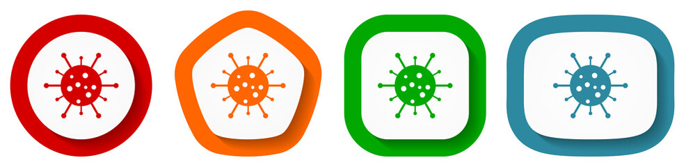 Aufkleber - Virus, coronavirus, covid-19, infection vector icon set, flat design buttons on white background