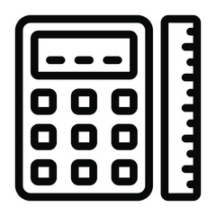 
Calculator with scale, mathematical tools solid icon
