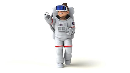 fun 3d cartoon astronaut with a vr helmet