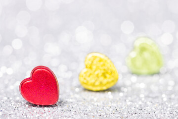 beautiful heart on shiny background with bokeh, valentine's day greeting card