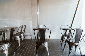 Sticker - empty table and chair in coffee shop cafe