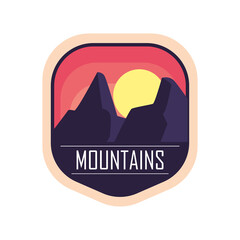 Wall Mural - mountains with sun landscape label vector design