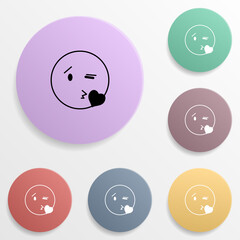 Sticker - Send a kiss emoji badge color set icon. Simple glyph, flat vector of emoji icons for ui and ux, website or mobile application