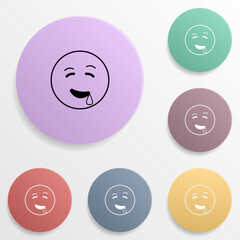 Sticker - Drooling emoji badge color set icon. Simple glyph, flat vector of emoji icons for ui and ux, website or mobile application