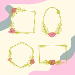 Wall Mural - floral frame wedding , set elegant wedding invitation , modern gold wedding decoration