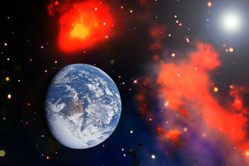 Wall Mural - Earth and stars. Blue earth. Great for background.  The elements of this image furnished by NASA.