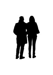 Wall Mural - Back View Young Couple Isolated Graphic