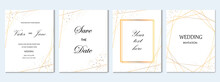 Wedding Invitation Cards With Gold Geometric Elements Vector Design Template.Trendy Wedding Invitation.