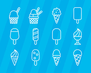 Canvas Print - ice cream line style icons bundle vector design