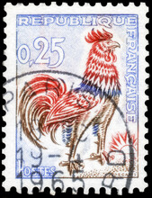 Postage Stamp Issued In The France With The Image Of The Gallic Cock, Gallus Gallus Domesticus,  1962
