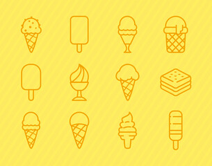 Canvas Print - ice cream line style set of icons vector design